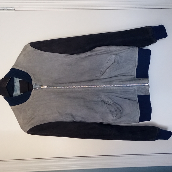 ASOS Other - Asos Suede bomber jacket with contrasting sleeves in Blue